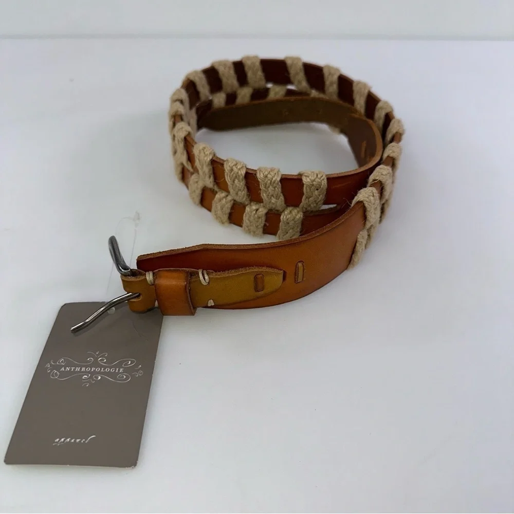 Linea Pelle size S Anthropologie Leather Adjustable Women Belt Ivory Tan